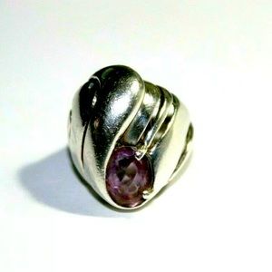 Ring Sterling Silver .925 Sz.7.5 Purple Stone *Pretty*
